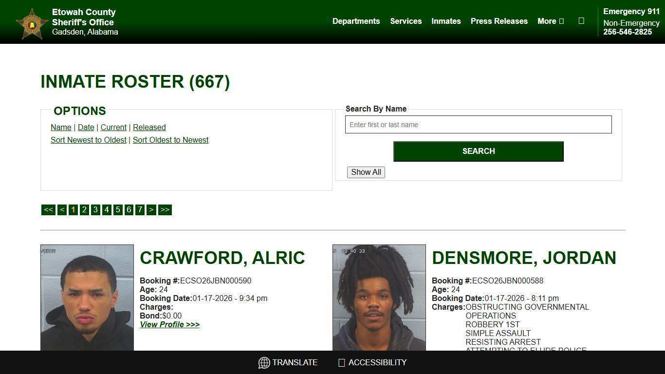 Inmate Roster - Current Inmates Booking Date Descending - Etowah County Sheriff's Office