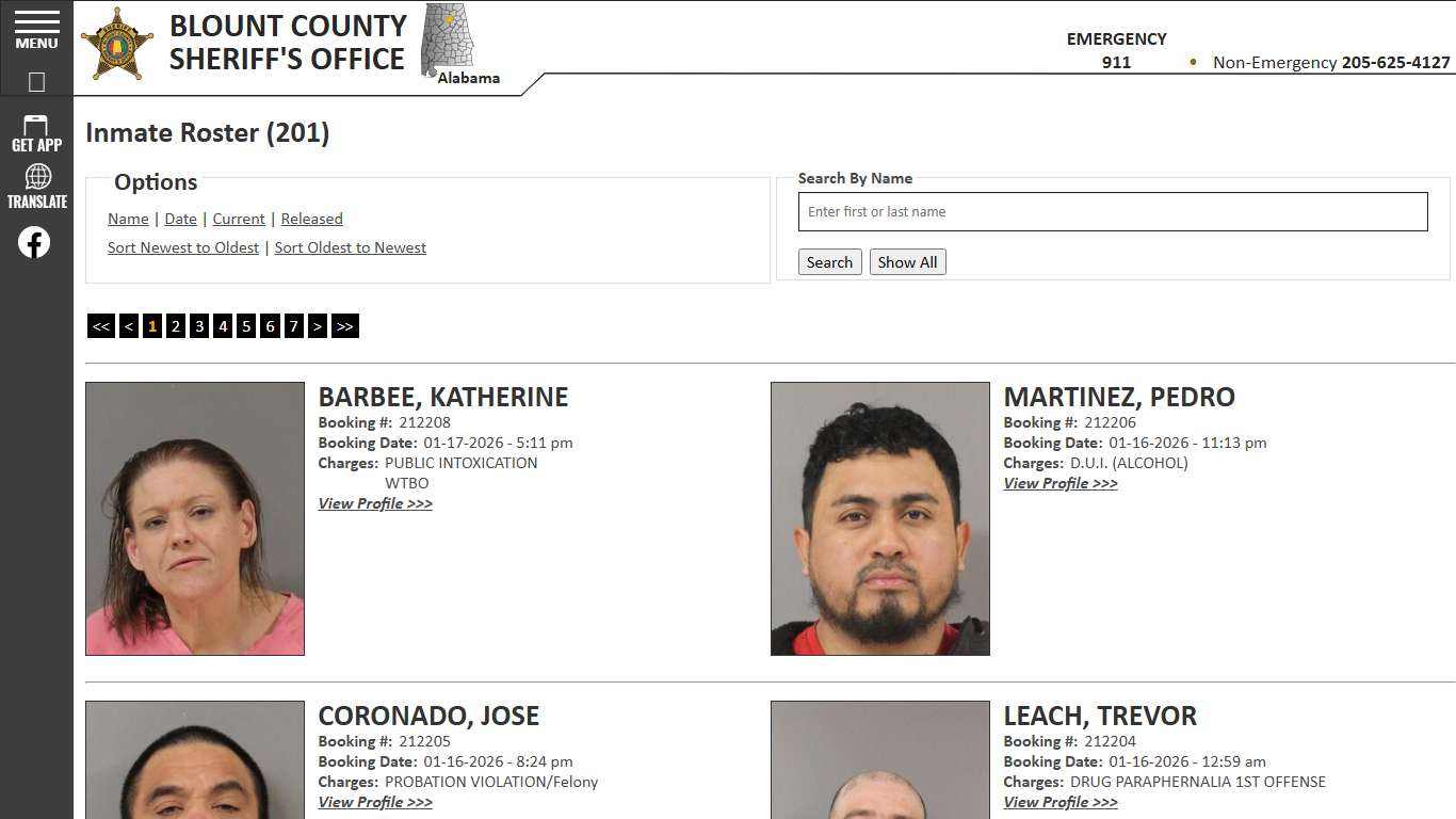 Inmate Roster - Current Inmates Booking Date Descending - Blount County Sheriff AL