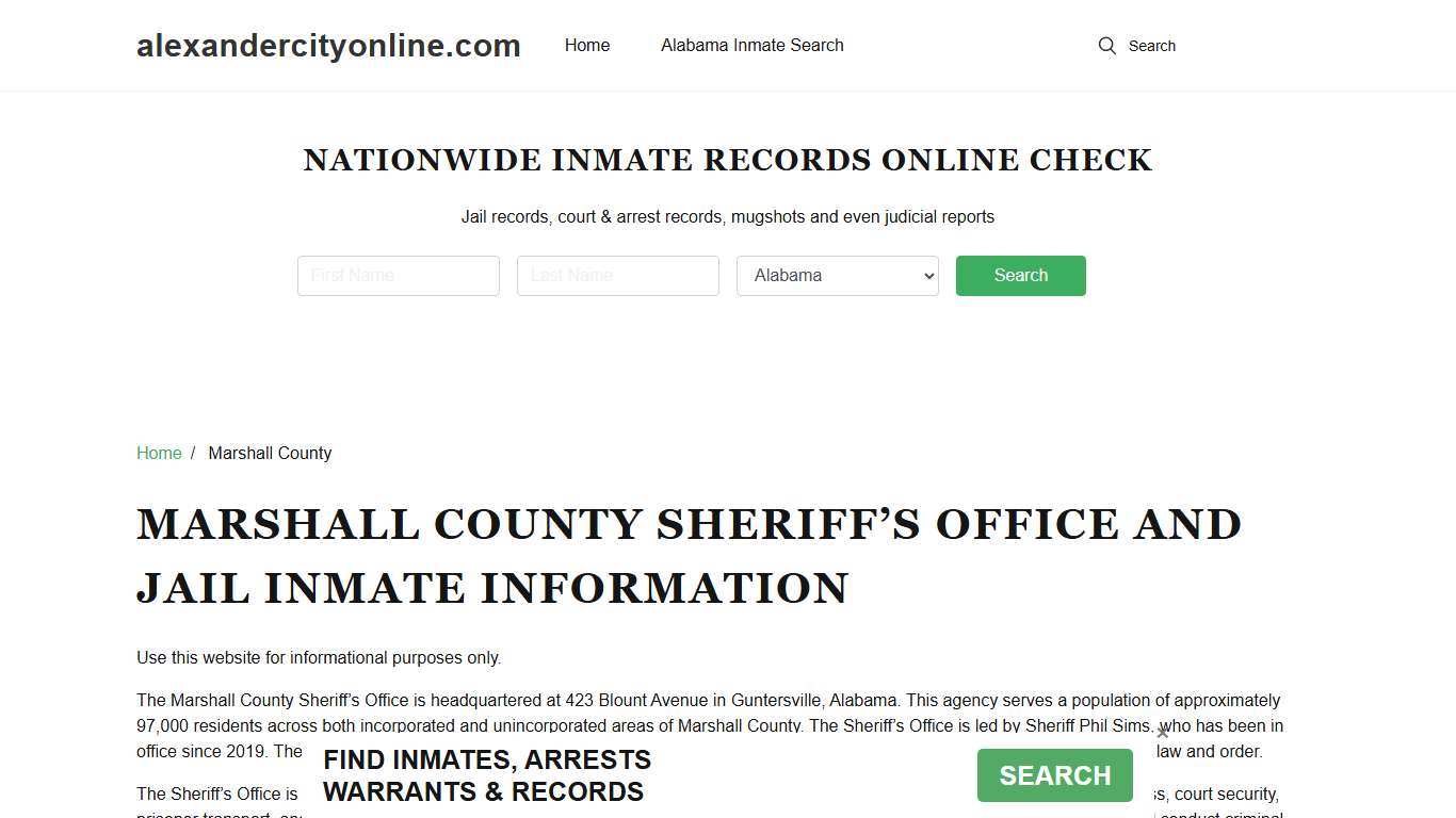 Marshall County Sheriff, AL, Jail Inmate Search, Recent Arrests